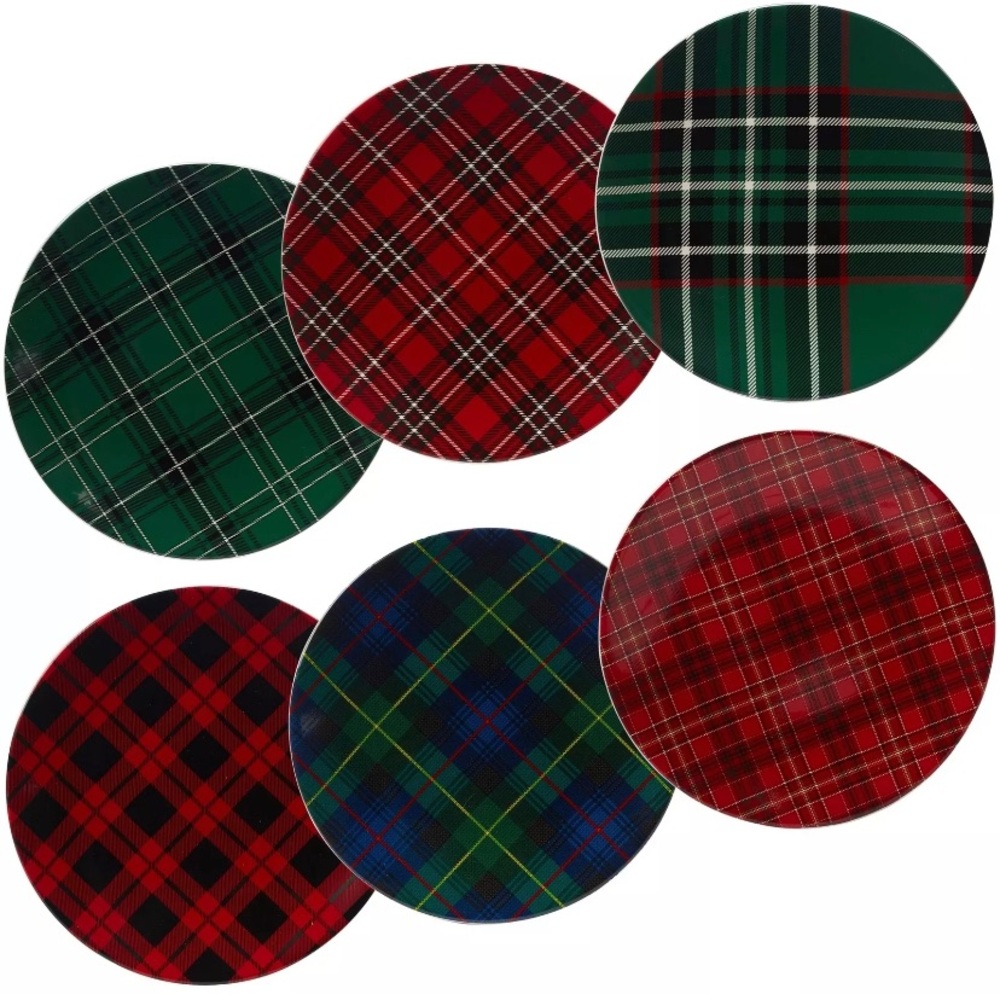 Certified International Christmas Plaid 10.75-inch Dinner Red
